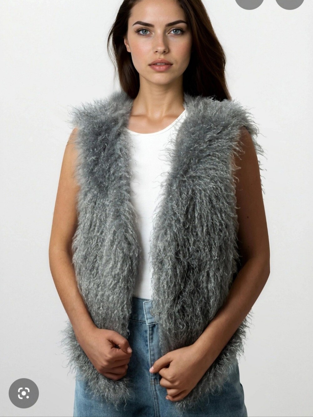 Walter Baker Girls' Faux Fur Vest in Gray and Cream Size M Like New